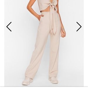 NWT NastyGal sage high waisted wide leg trouser